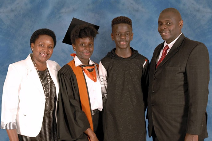 Anthony Okoth with his family
