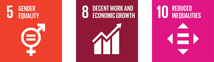 Gender equality, decent work and economic growth, and reduced inequalities icon