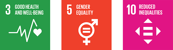 Good health and well being, gender equality, and reduced inequalities icon