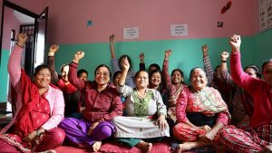 Women in Nepal at a signing event