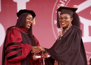 At Commencement, Ashesi Provost, Angela Owusu-Ansah, confers degrees on members of the Class of 2019
