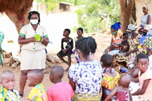 Photo credit: UNICEF Ghana. Community health nurses played Talking Book messages during ANC and child wellness clinics
