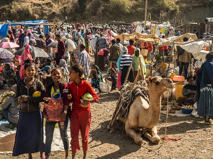 Crowded market in Ethiopia