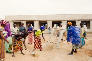 Women working at new school site