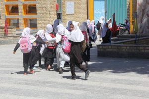 School girls walking at Gawhar Khatoon High School