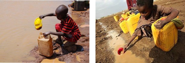 Children getting water