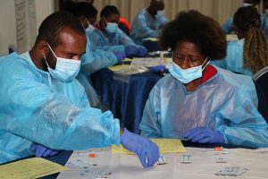 Trainees undergo mock HIV/STI testing