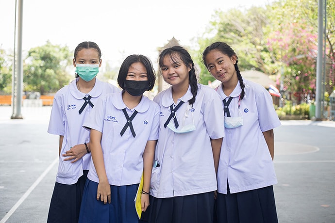 Students in Thailand posing