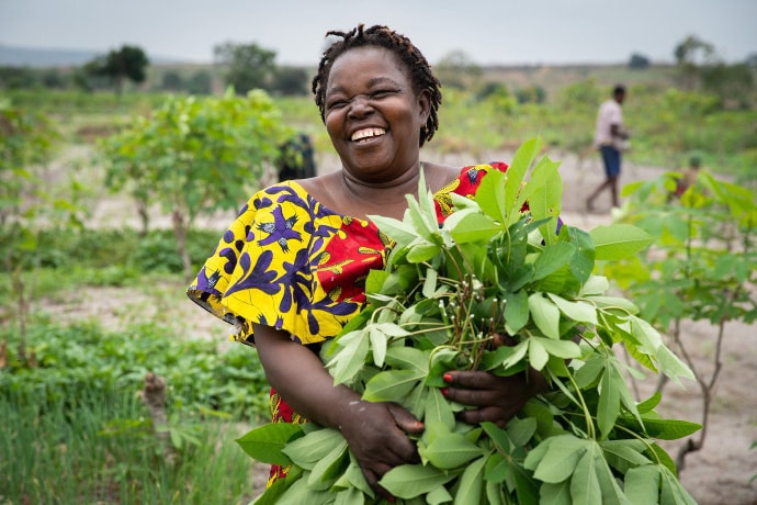 Woman smiling in field
