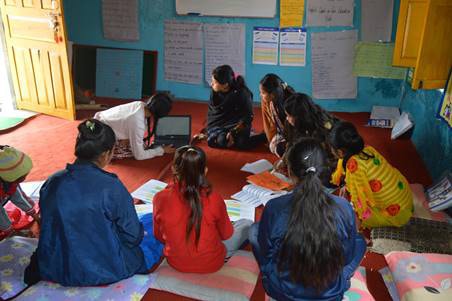 Young women in classroom