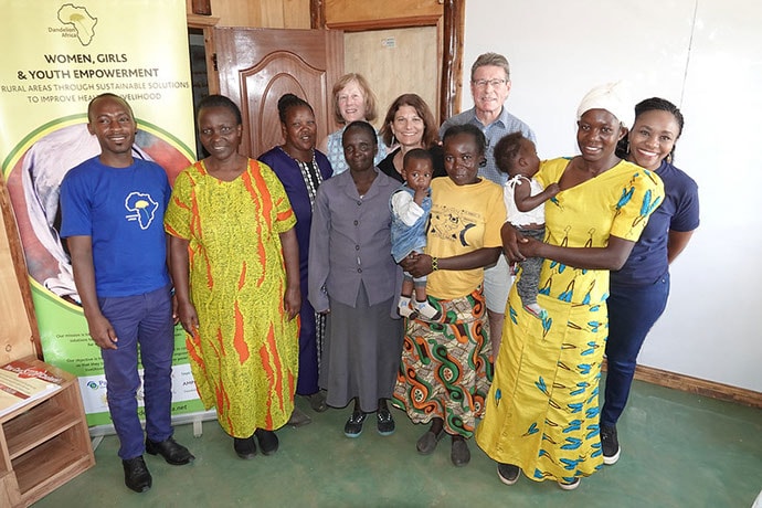 The Pangea team with four mothers with children