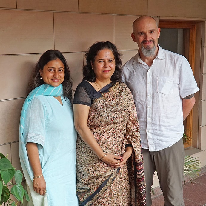 Pooja Oberoi Murada, Anjali Makhija, Joel Meyers pose for photo