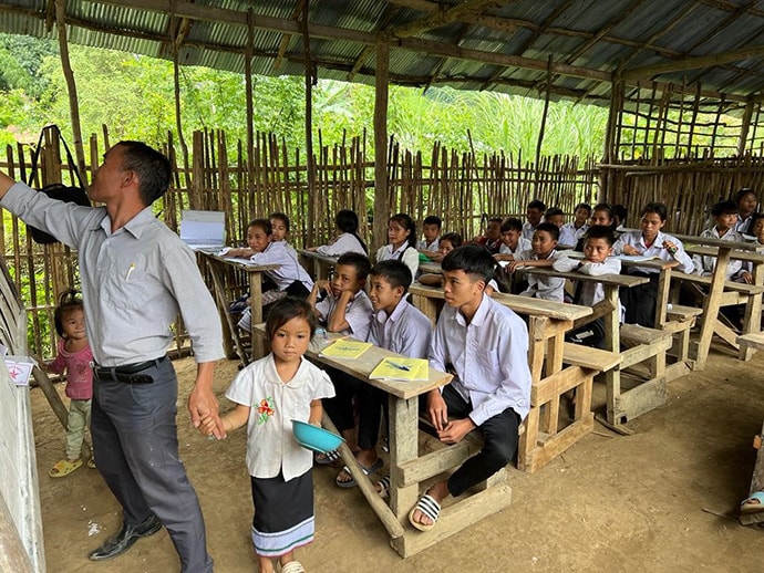 Classroom view of teacher and students