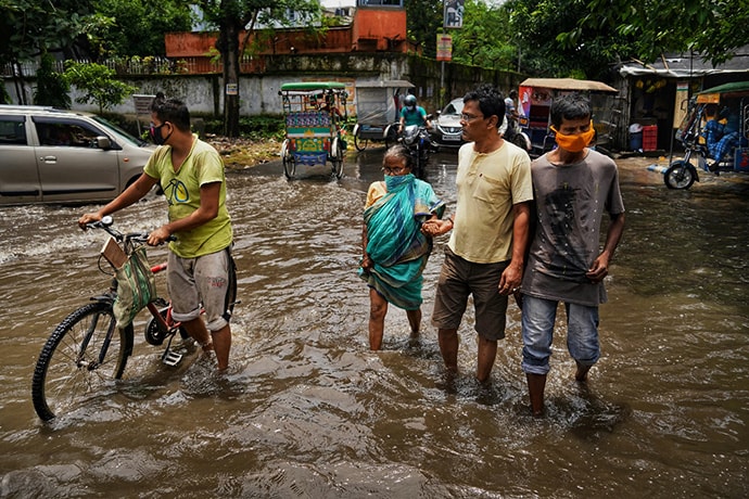 Flooding scene in Kolkata, India