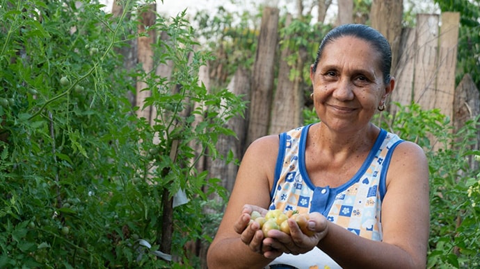 Woman holding produce