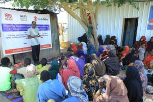 Abdullahi Abukar speaking to group