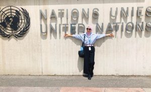 Posing at UN