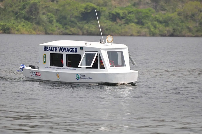View of Ghana health voyager on water