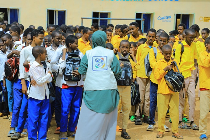 View of large group of students outdoors