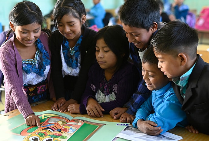 Group of children in class