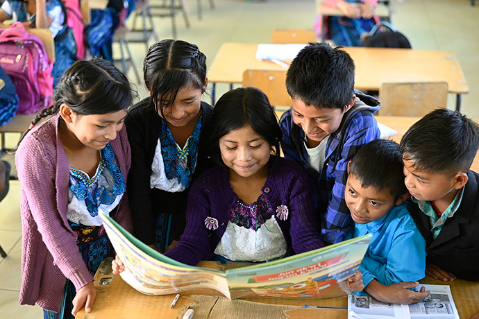 Group of children reading