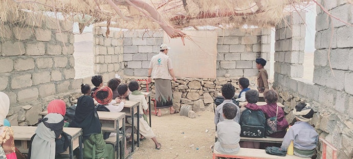 View of children with bags