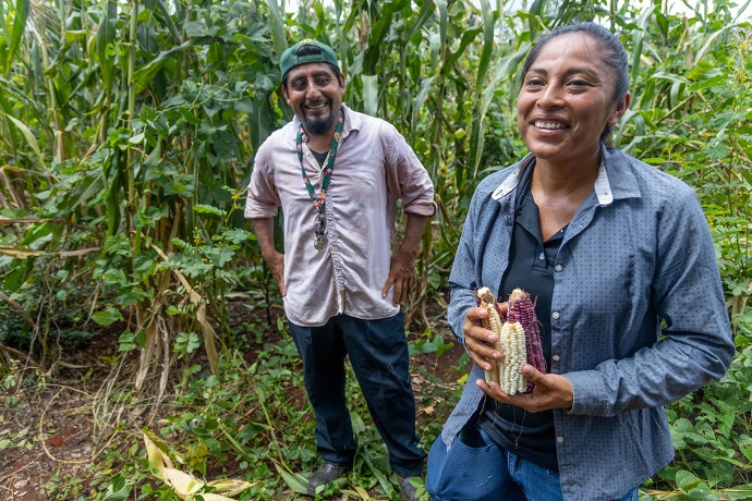 Photo of Yazmin Judit Hau Tun holding ears of corn