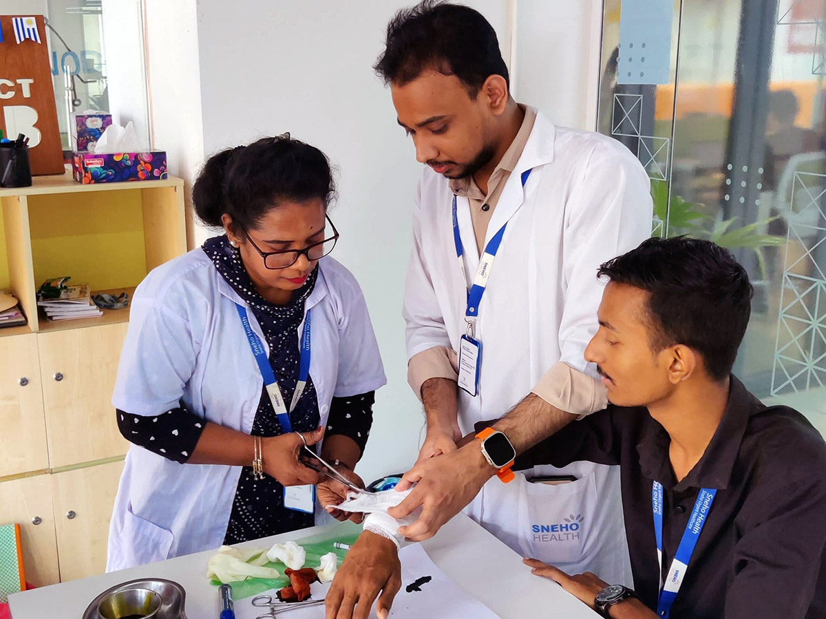 Health worker and patient